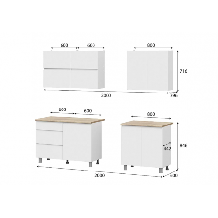 Bucatarie modulara fasade PAL A-2